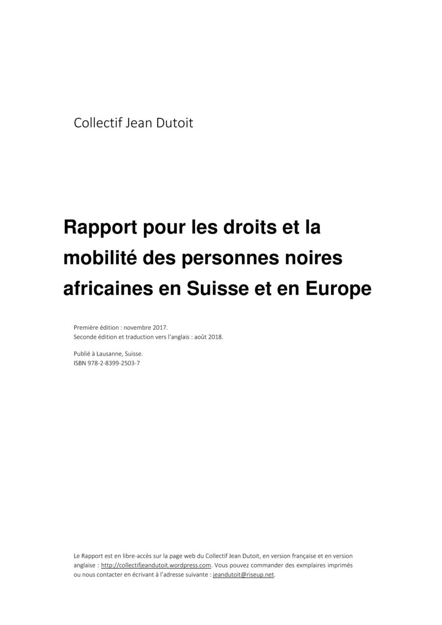 Rapport pour les droits et la mobilité des personnes noires africaines en Suisse et en Europe